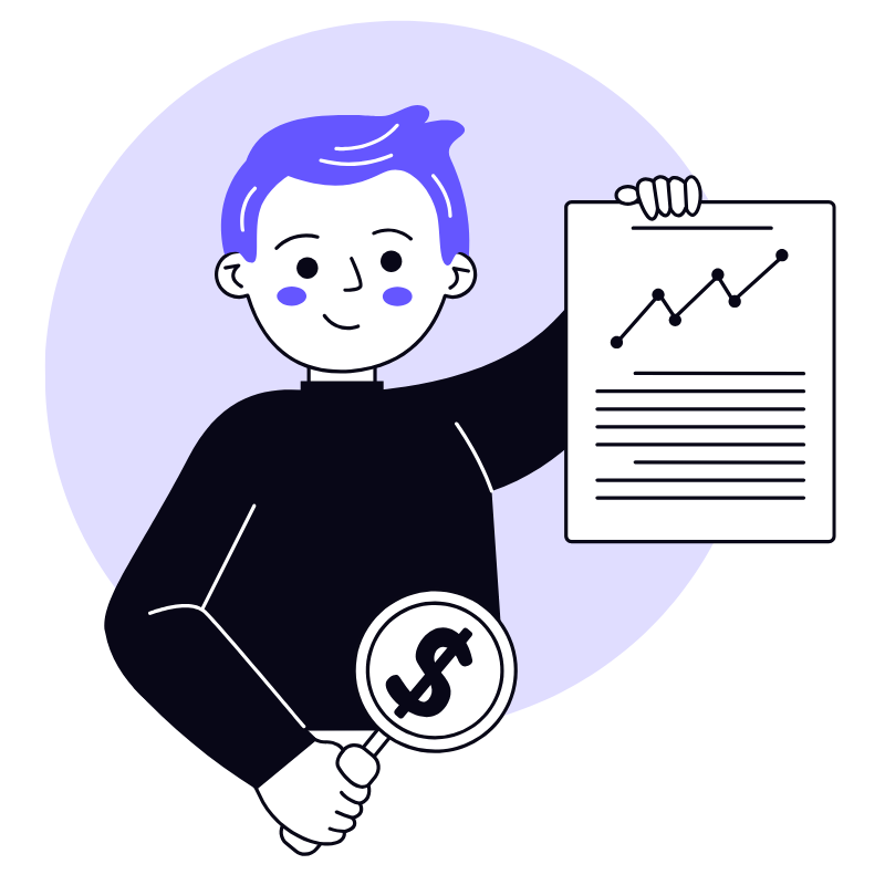 a boy is showing the amazing growth proof to investors